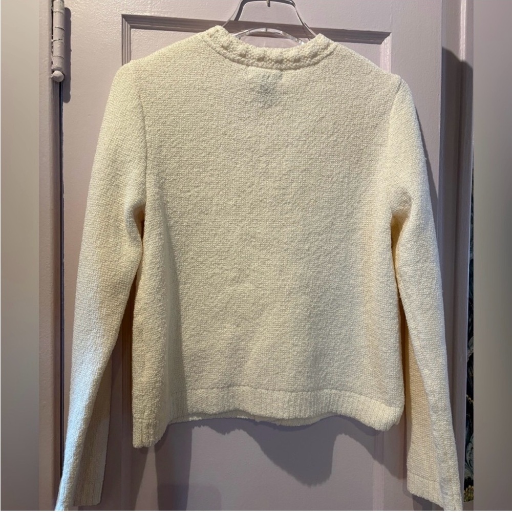 Cream Textured Button Cardigan - Picture 7 of 7